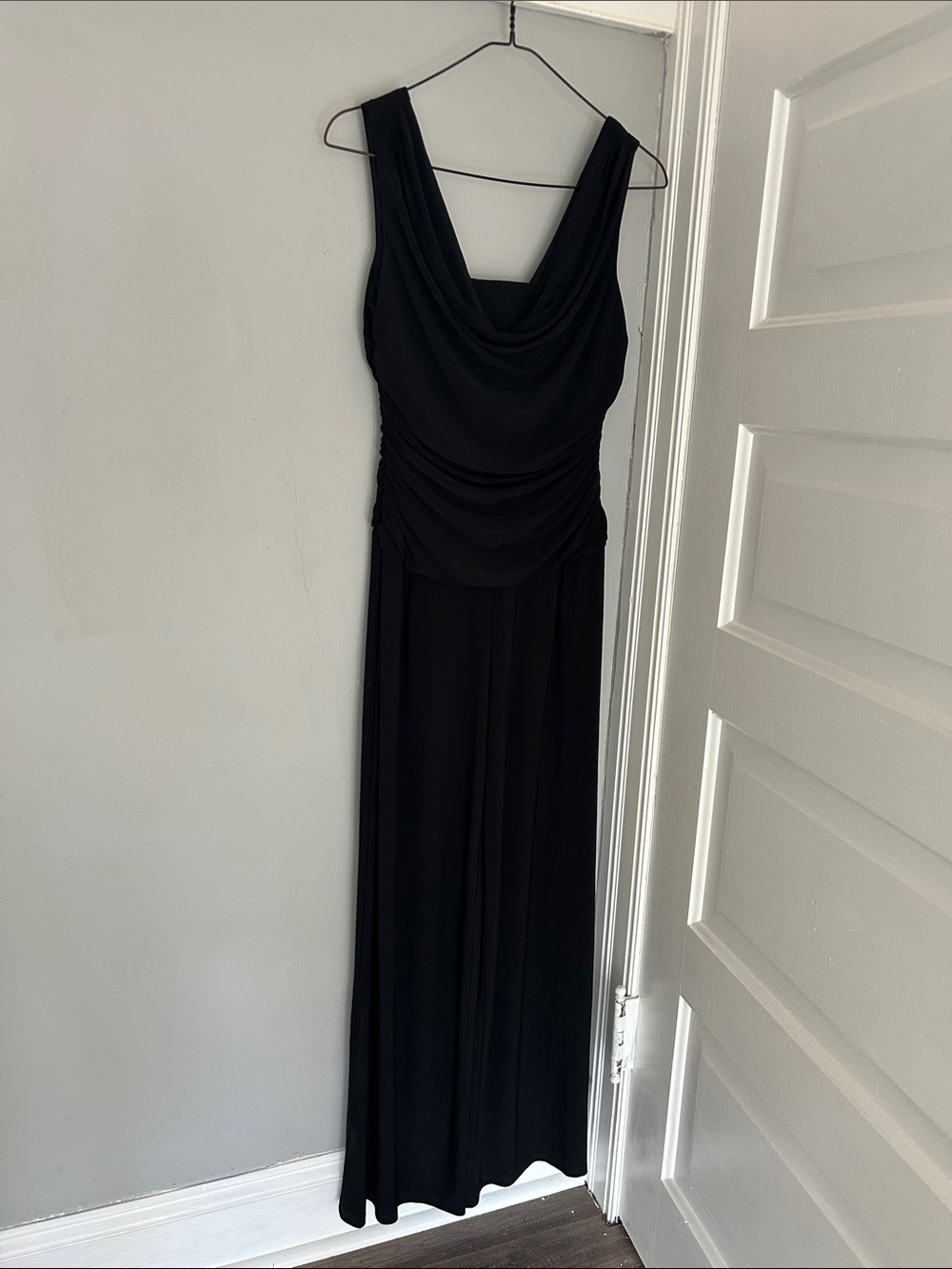 R&M Richards Black Sleeveless Cowl Neck Jumpsuit
